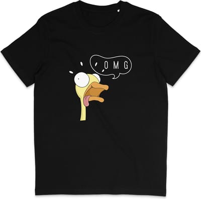 Grappig Heren Dames T Shirt met Eend en Quote: Oh My God - Zwart - XL