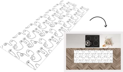 Keukenloper - Loper keuken - Line Art - Gezicht - Patronen - 150x50 cm - Keukenloper vinyl