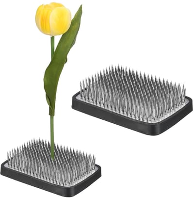 METERXITY Set van 2 bloemen kikker 8,3 cm x 5,8 cm rechthoekige stalen bloemspelden bloemhouder arrangeur W rubberen basis bloemenkikker voor arrangementen vaas/plantendecoratie/woondecoratie [1,1