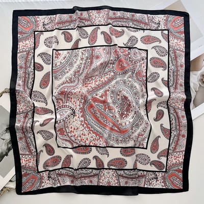 Zijden sjaal-stijl zijden sjaal voor dames - Kleurblokkenprint - Fris en delicaat - Decoratieve shawl over shirts L7380 - Zwart en roze 70*70 CM