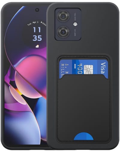 Geschikt voor Motorola Moto G54 / G54 Power / G64 Telefoonhoesje met TPU Pasjeshouder - Flexible Back Cover Case Siliconen TPU with Cardslot - Zwart - Smartphonica geschikt voor Motorola Moto G54;Motorola Moto G54 Power;Motorola Moto G64