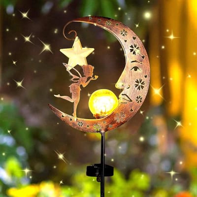 Decoratieve Solar Lamp in Maansvorm voor Tuin en Terras - Waterdichte Buitenverlichting met Fairy Flowers - Sfeervolle Tuinverlichting
