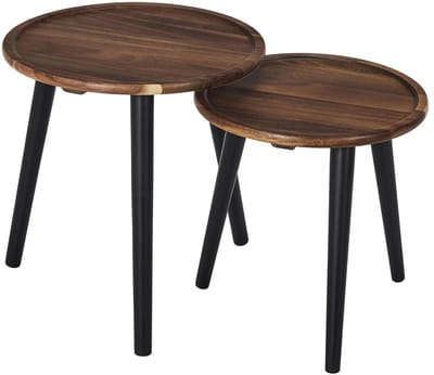 Home Deco Factory Bijzettafels - 2x stuks - rond - acacia hout - verschillende maten