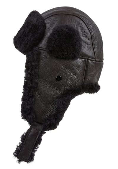 Heren Bruine RAF Aviator Schapenvacht B-55 Trapper Hoed Winter Warme Leren Navigator Hoed
