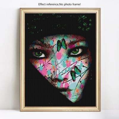Diamond schilderij vlinder meisje met oog Strass mozaïek diamant borduurwerk kruissteek 20X30CM