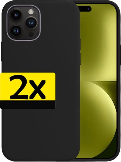 Hoesje - 2 Stuks - Geschikt voor Apple iPhone 15 Pro - Sterk & Shockproof - Case Siliconen - Back Cover - Telefoon Hoes - Telefoonhoesjes - Zwart