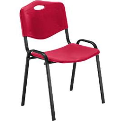 Nowy Styl bezoekersstoel ISO 4L, H 470 mm x B 460 mm x D 410 mm, kunststof, met stalen onderstel, krasbestendige poten, stapelbaar, zwart-rood