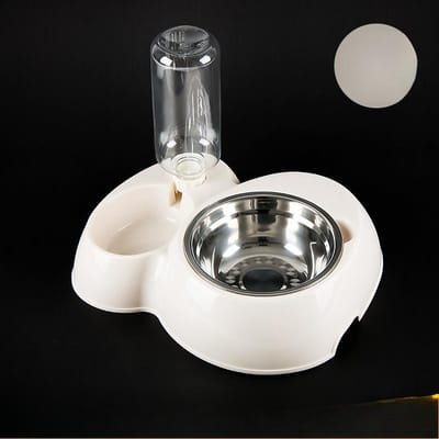 Bol double multifonctionnel en acier inoxydable pour animaux de compagnie, bol à boire automatique pour chien, bol pour chat, vaisselle d'alimentation pour chien, fournitures S 28*23*7cm gray