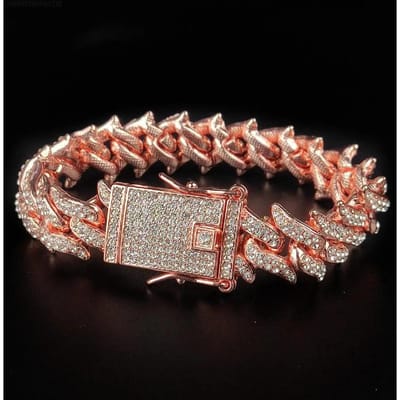 Luxe Designer Doorn Kat Hond Halsbanden Bling Diamant Cubaanse Ketting Hondenhalsband Goud Zilver Tweekleurig Huisdier Sieraden Accessoires 16Mm 40cm
