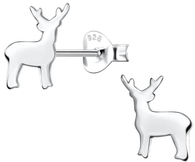 Joy|S - Zilveren rendier oorbellen - zilver - egaal gepolijst - 9 mm - sterling zilver 925 - kerst oorknoppen