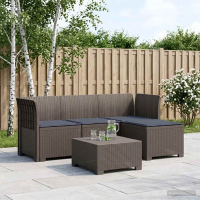vidaXL - 4-Zitter - Tuin - Sofa - met - Kussens - Rattan - Look - PP - Lichtgrijs