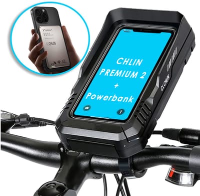 CHLIN® Premium 2 Telefoonhouder + 5.000mah Ultradunne Draadloze Powerbank – Waterdicht, Schokbestendig en Altijd Opgeladen Onderweg - kerstcadeau