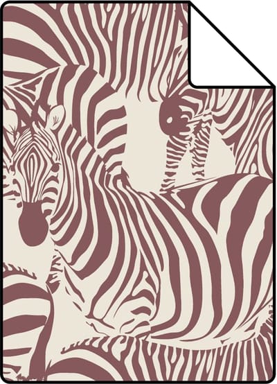 Proefstaal ESTAhome behang zebra's bordeaux rood - 26.5 x 21 cm - 132214-S