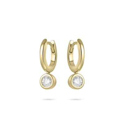Gisser Jewels - Oorringen KC1032Y - geelgoud verguld zilver - met zirconia stenen - 13.5 mm + 5 mm bedel