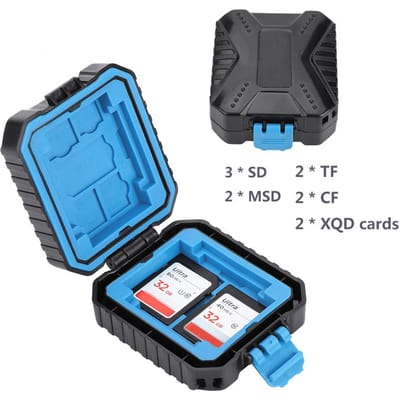 Étui de transport étanche et portable pour cartes mémoire SD et TF black