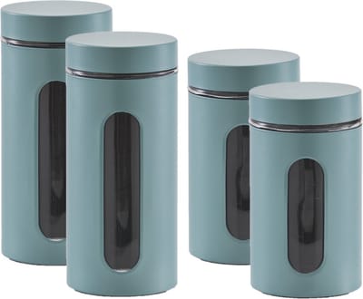 Zeller - 4x keuken voorraadpotten rvs - 2 formaten 900 ml en 1200 ml