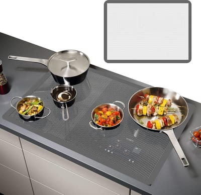 80 x 52 cm, siliconen multifunctioneel, herbruikbaar, antislip en krasbestendig, voor inductiekookplaten (wit)