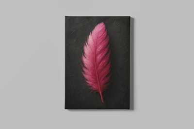 Canvas Schilderij - Abstract - Roze Veer - 60x40x2 cm