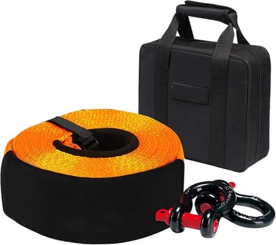 Sleepkabel - Zware Riem - Voertuig Berging - Met 2 Haken - 16T 6M - Zwart