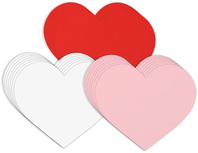 72st 15,3x13,2cm Hartvormige Papieren Uitsparingen, 3 Kleuren Grote Hartvormige Uitsparingen Dubbelzijdig Liefdeshart Karton Valentijnsdag Knutselen voor Kinderen Klaslokaal Prikbord Decoratie