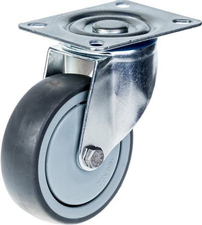 100 mm (4") zwenkwiel met grijze rubberen band, zeer stevig, draagvermogen 220 kg, set van 2