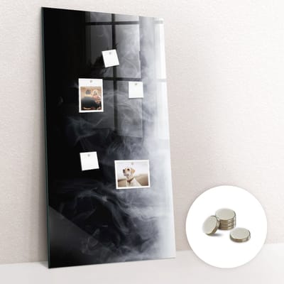 Tulup Glassboards - Rook Magneetbord - 60 cm x 120 cm - Zwart en wit Memobord Magnetisch - Gratis 5 Sterke Magneten - Industrieel Wandbord - Magnetisch Memobord - Magnetic Board - Productiviteit Tools - Memobord Glas
