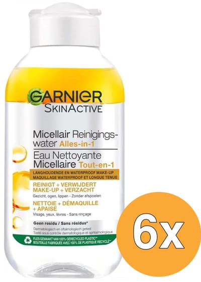 6x Garnier Micellair Water 100ml Reinigingswater olie