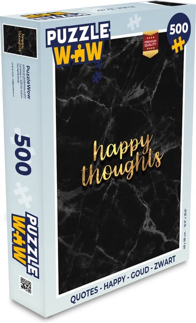 Puzzel Quotes - Happy - Goud - Zwart - Legpuzzel - Puzzel 500 stukjes