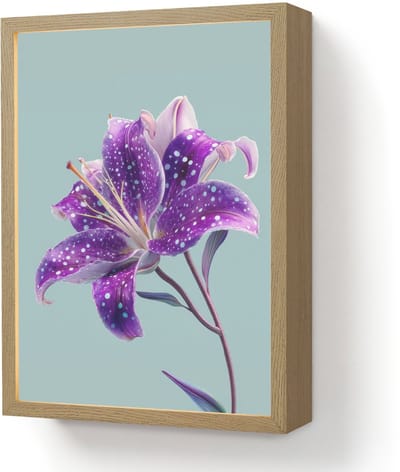 Wandlamp 30x40 cm - Oplaadbaar - Lelie - Bloem - Paars - Stippen - Wandlampen binnen woonkamer - Slaapkamer lamp - Decoratieve nachtlamp - Vloerlamp draadloos