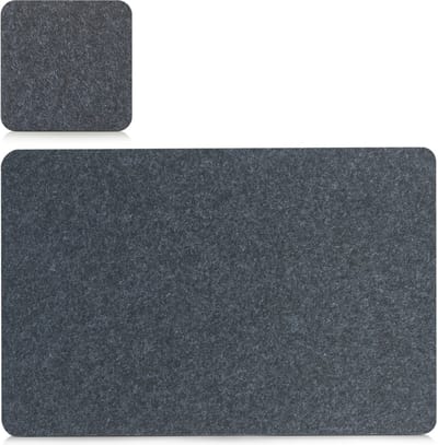 Placemats en onderzetters - set 4x - antraciet grijs - vilt - 45 x 30 cm