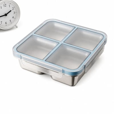 VHV-304 Roestvrijstalen Bento Box Blauw - Lekvrije Lunchbox met Vakken - Duurzame Maaltijdbox voor Werk en School - BPA-vrije Lunchtrommel voor Gezonde Maaltijden