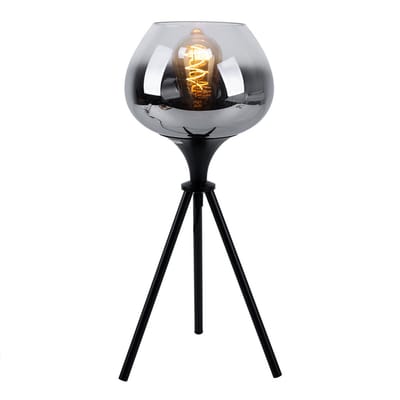 Globo - tafellamp - Maxy - zwart - glas smoke glas - Ø 24cm - E27 - 15548T1