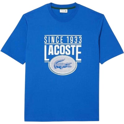 Lacoste Heren Zwaar Katoenen T-Shirt (Blauw)
