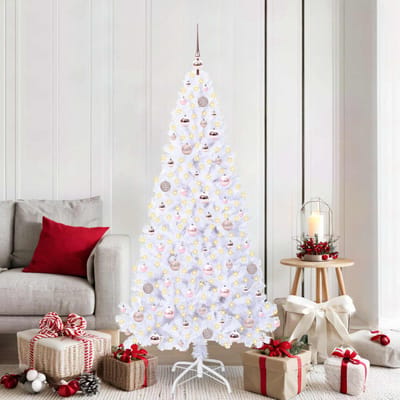 vidaXL - Kunstkerstboom - met - 300 - LED - Wit - 180 - cm - PVC - en - Staal