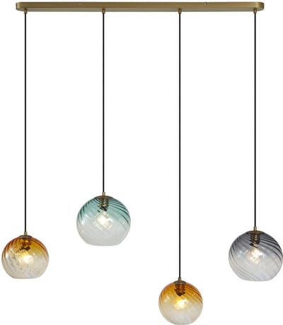 QAZQA bao - Art Deco Hanglamp voor boven de eettafel | in eetkamer - 4 lichts - L 120 cm - Zwart Goud - Woonkamer | Slaapkamer | Keuken