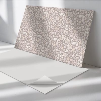 Wallfluent Vinyl Wandpaneel - Natuursteenpatroon Zelfklevend Muurpaneel - 120 cm x 60 cm - Beige Vinyl Wandpaneel - Verpakking van 1 stuk - Rechthoekig Wandbekleding Vinyl - Texturen Wandpaneel - Vinyl Wandbekleding - Wandpaneel Keuken en Badkamer