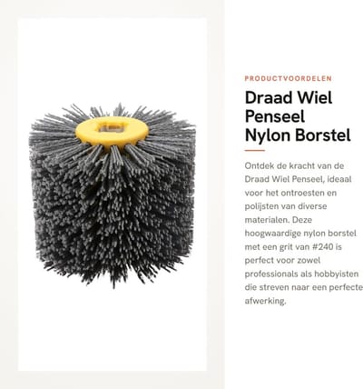 Dailygoods - Draad Wiel Penseel - Nylon Borstel - Ontroesten en Polijsten - Grit #240 - Dikte 100 mm - Geschikt voor Diverse Toepassingen