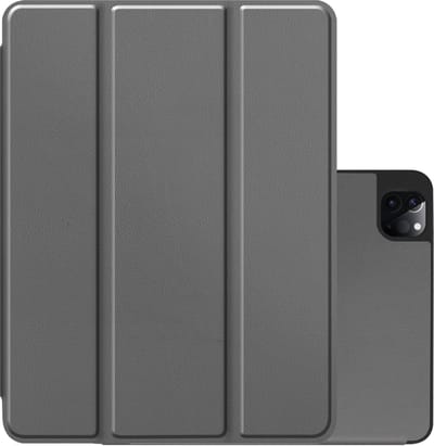 Hoes - Geschikt voor Apple iPad Pro (2022) - 12.9 inch - Dun & Stevig - Trifold Bookcase - Hard Cover Case - Met Uitsparing Geschikt voor Apple Pencil - Hardcover Book - Tablet Hoesje - Grijs