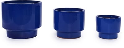 3-delige handgemaakte keramische bloempotten set (Ø 38,1/30,5/22,9 cm) – blauwgroen glazuur – met afwateringsgat – voor binnen en buiten