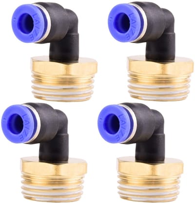 Allecto - 90° hoekfitting - 1/2 inch PT pneumatische snelkoppeling - kunststof en messing - voor perslucht en vacuüm - 4 stuks - ideaal voor klusse...