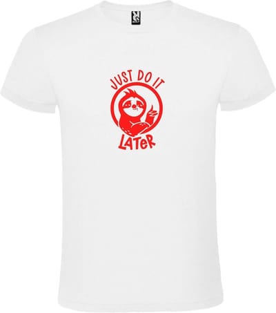 Wit T shirt met print van " Just Do It Later " print Rood size XS