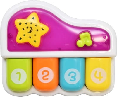 Mini Piano Speelgoed - Muziekinstrument Baby - Muziek Ontwikkeling - Automatische Uitschakeling - 12 x 10 x 4 cm - Wit