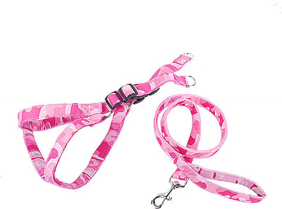 Nobleza Honden Y-tuigje met riem - Honden tuigje - Hondentuigje - Y Tuig hond - Instaptuig hond - Hondenharnas - Camouflage - Roze - Maat L - 70 x 90 cm