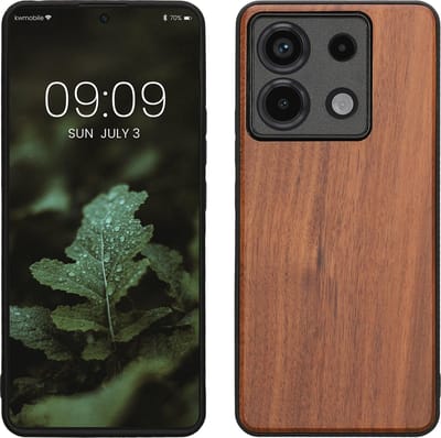 kwmobile telefoonhoesje geschikt voor Xiaomi Redmi Note 13 Pro 5G / Poco X6 5G - Hoesje met bumper in vintage bruin / bruin - Backcover - hout