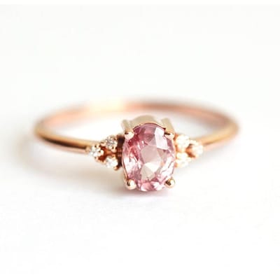 Huitan Anneaux Princesse Romantiques Rose AAA Zircone Cubique Couleur Or Rose Accessoires de Fiançailles Anneaux Minuscules Délicats 10
