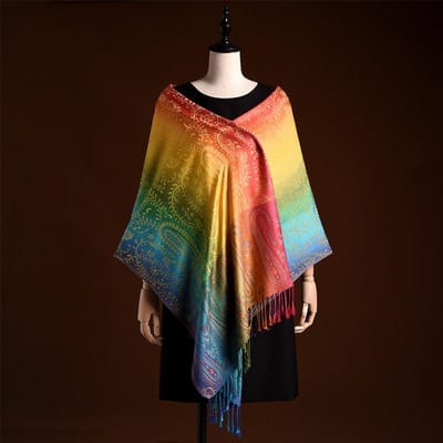 Bohemian Stijl Paisley Sjaal, Meerkleurige Franje Sjaal, Dubbeldoel Winddichte Warme Wrap Voor Vrouwen, Geschikt Voor Mardi Gras brown