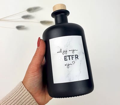 Meter vragen - LEGE - zwarte glazen fles - Meter cadeau - Wil jij mijn meter zijn - meter - Meter vragen - Wil je mijn meter zijn