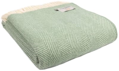Plaid Visgraat Zee Groen - 150x183 - Nieuw Wol - Tweedmill UK
