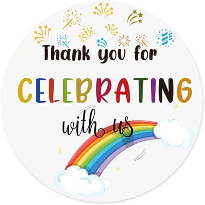 Allecto - 120 Bedankstickers - Voor Babyshower en Bruiloft - Regenboogstijl - Cadeauverpakkingen - Geschikt voor Volwassenen