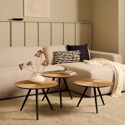 Salontafel Toul - Set 3 Stuks - Metaal - Goud / Zwart - 50x40x50 / 50x37x50 / 50x34x50 cm (BxHxD)